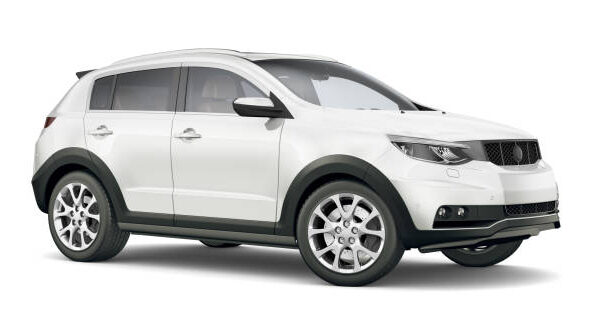 3D illustration of Generic Compact white SUV isolated on white background